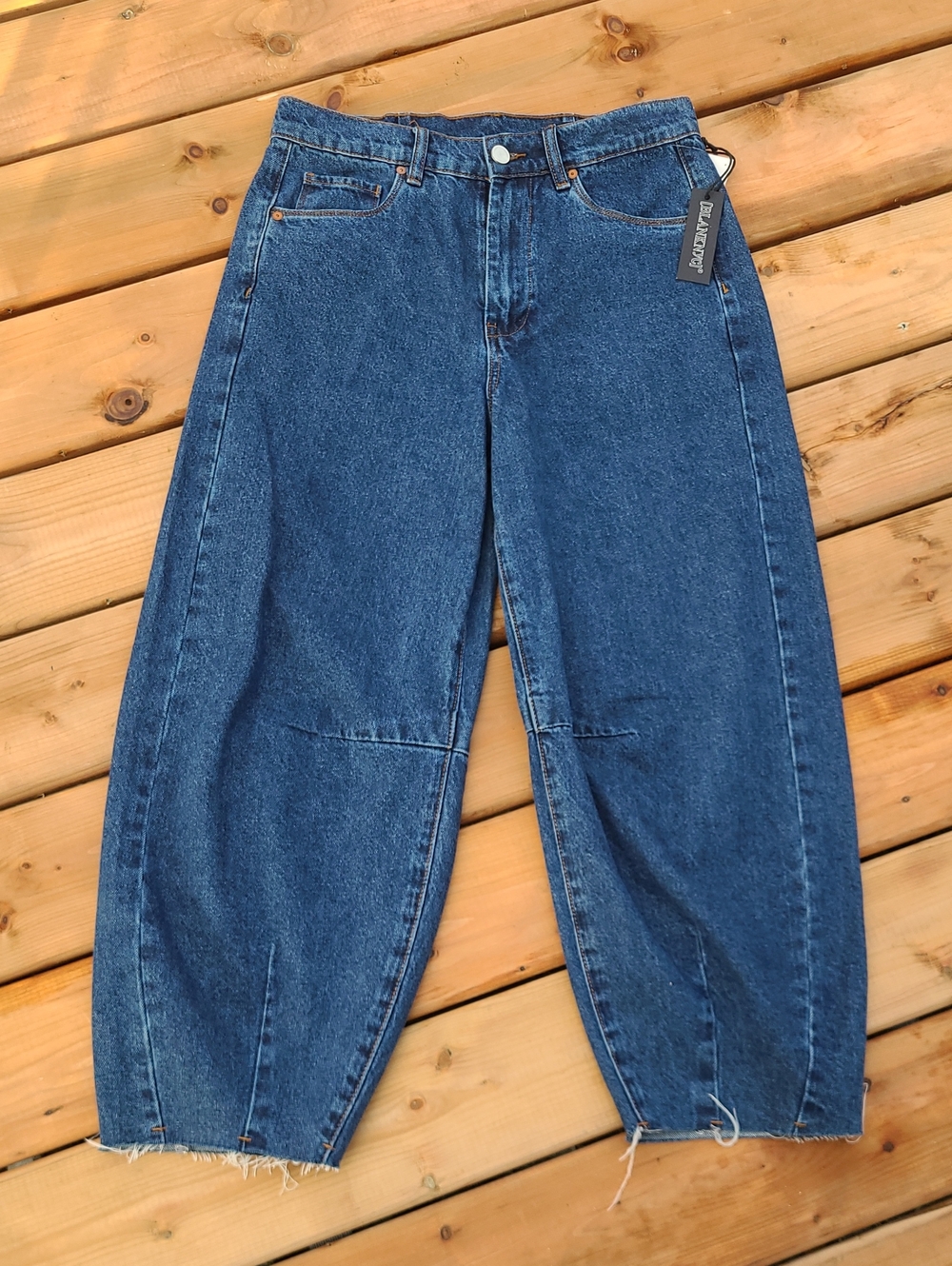 New BLANKNYC The Bowery Barrel Leg Dark Blue High Rise Women’s Jeans Size 28